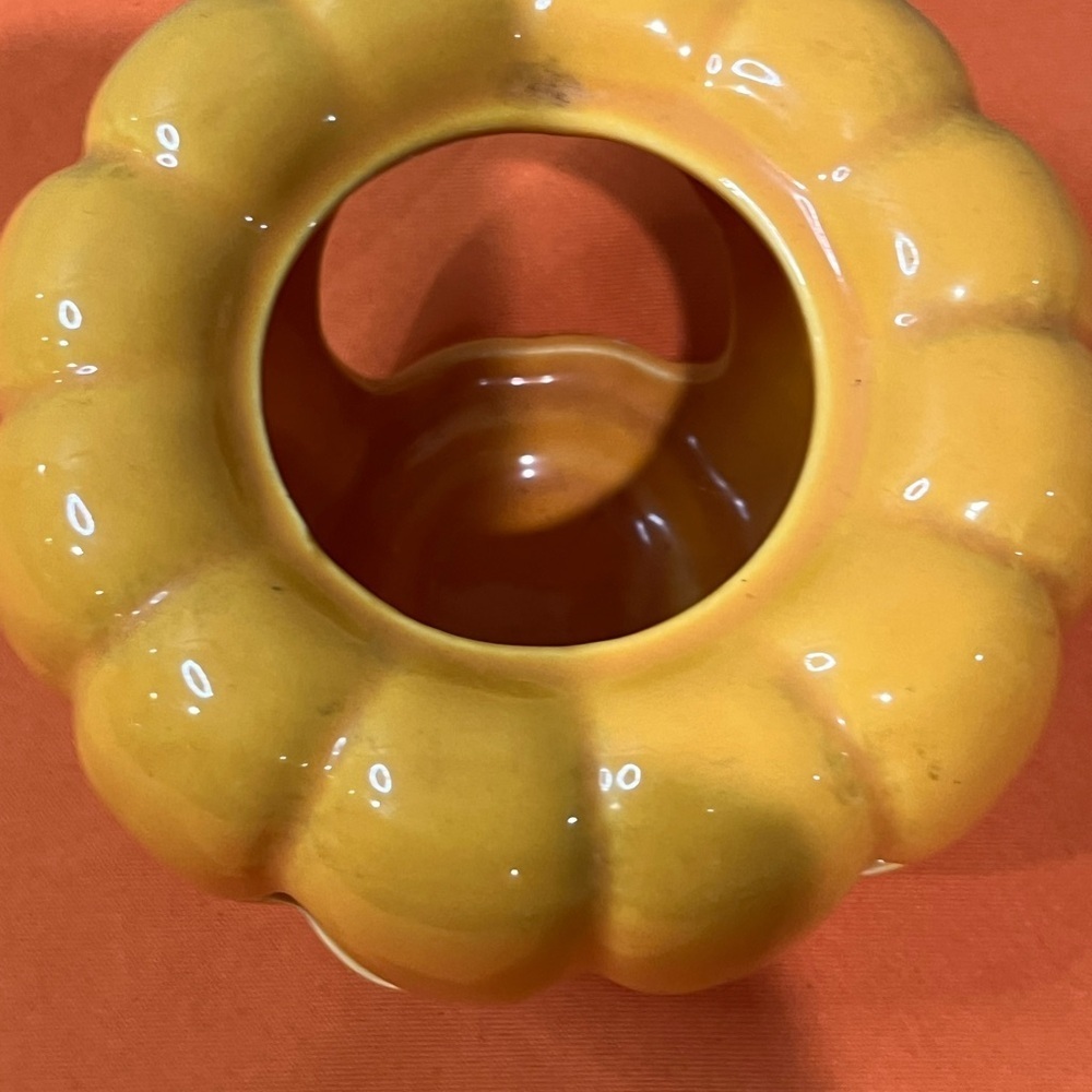 Halloween or Fall Yellow Pumpkin Candle Holder - Picture 2 of 9